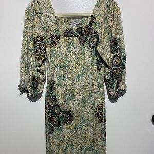 Nieves Lavi New York Women's 100% Silk 3/4 Sleeve Mini Blouson Dress Size 2